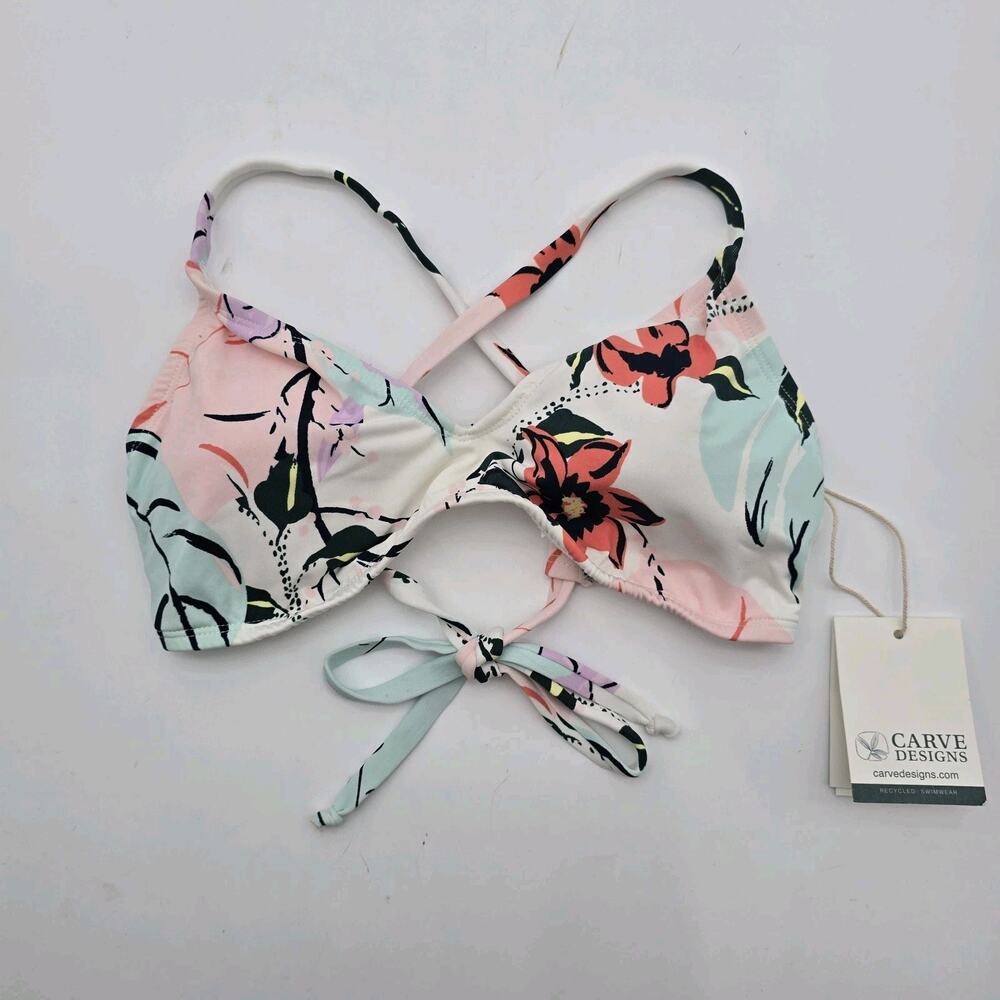 Carve Designs Swim Top Women Medium D DD Tamarindo Charm Pink Tie Bathing Suit